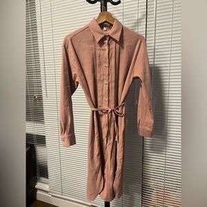 Pink velvet linen shirtdress size M